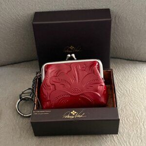 PATRICIA NASH  red Tooled Florence Embossed Borse wallet, card/ coin case NWT